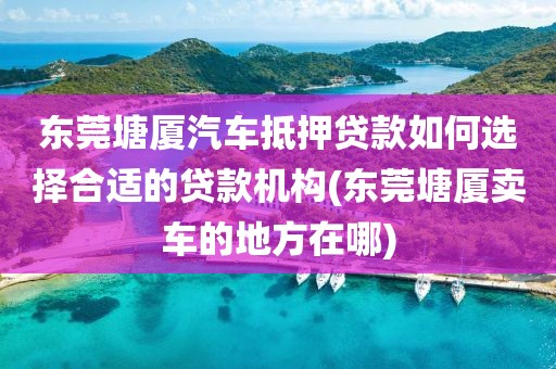 东莞塘厦汽车抵押贷款如何选择合适的贷款机构(东莞塘厦卖车的地方在哪)