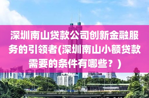 深圳南山贷款公司创新金融服务的引领者(深圳南山小额贷款需要的条件有哪些？)