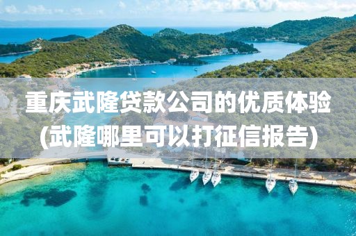 重庆武隆贷款公司的优质体验(武隆哪里可以打征信报告)