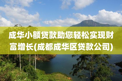 成华小额贷款助您轻松实现财富增长(成都成华区贷款公司)