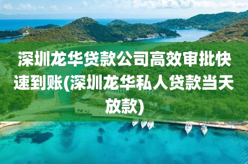 深圳龙华贷款公司高效审批快速到账(深圳龙华私人贷款当天放款)