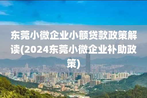 东莞小微企业小额贷款政策解读(2024东莞小微企业补助政策)