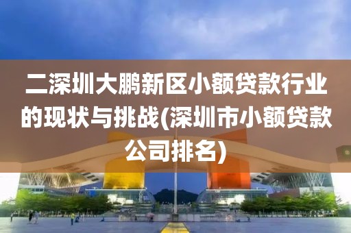 二深圳大鹏新区小额贷款行业的现状与挑战(深圳市小额贷款公司排名)