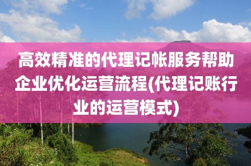 高效精准的代理记帐服务帮助企业优化运营流程(代理记账行业的运营模式)