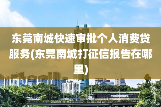 东莞南城快速审批个人消费贷服务(东莞南城打征信报告在哪里)