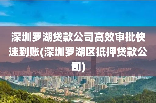 深圳罗湖贷款公司高效审批快速到账(深圳罗湖区抵押贷款公司)